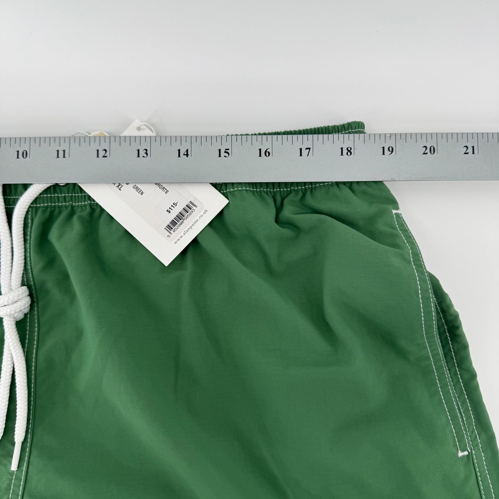 Alan Paine Swim Shorts Mens XL Green Reston Plain Long Contrast Stitch NWT - Picture 4 of 7